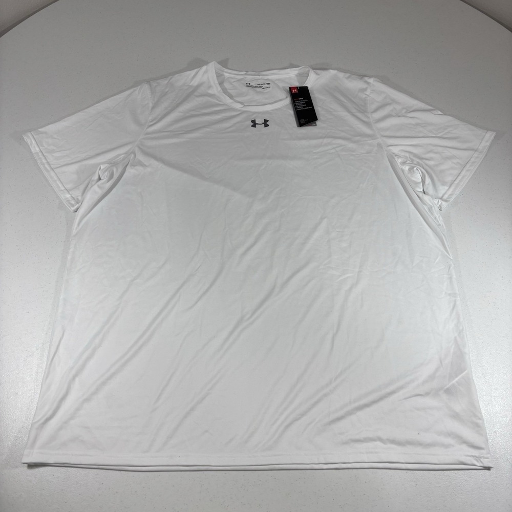 NWT! Men's Under Armour HeatGear SS Locker Room Tee 2.0 #1305775 White Sz 3XL